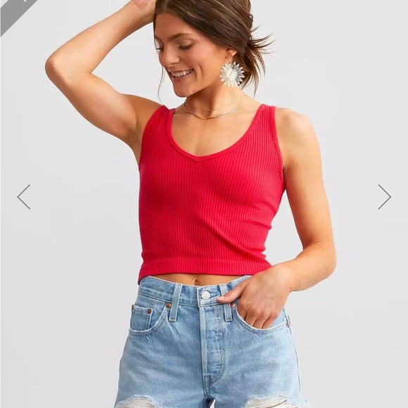 Free People ribbed brami top red M - Picture 4 of 9